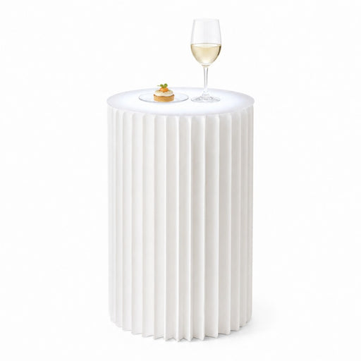 Mesa plegable blanca iluminada con tablero acrílico  H1 000mm - 1Uds