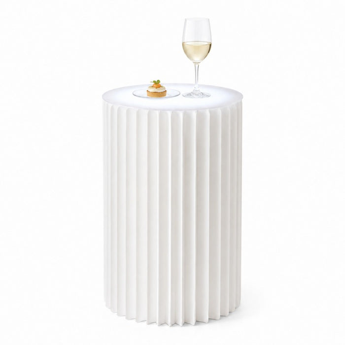 Mesa plegable blanca iluminada con tablero acrílico  H1 000mm - 1Uds