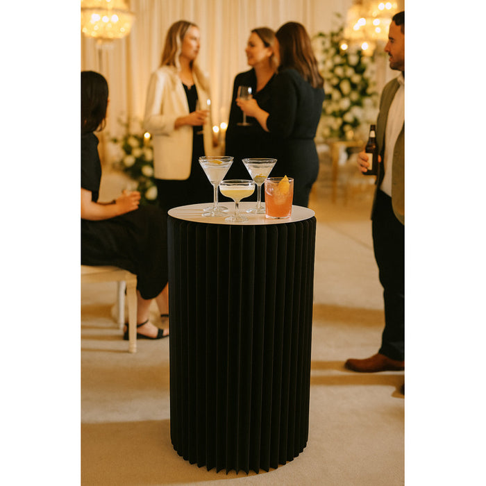 Mesa plegable iluminada negra con tablero acrílico  H1 000mm - 1Uds