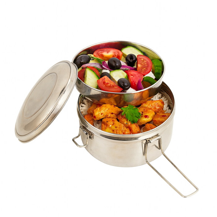 Noxbox Fiambrera redonda de acero inoxidable con tapa 900ml Ø140mm A76mm - 6Uds