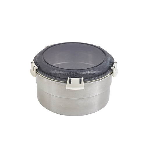 Noxbox Fiambrera redonda de acero inoxidable con tapa de pp negro 900ml Ø155mm A80mm - 6Uds
