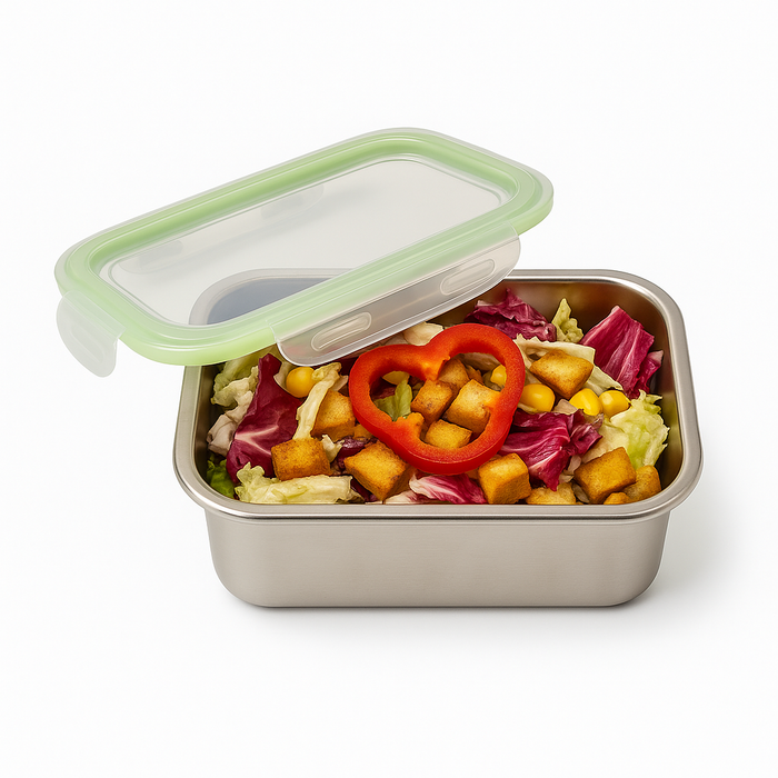 Noxbox Fiambrera rectangular de acero inoxidable con tapa transparente de pp 1000ml 193x125mm A70mm - 6Uds