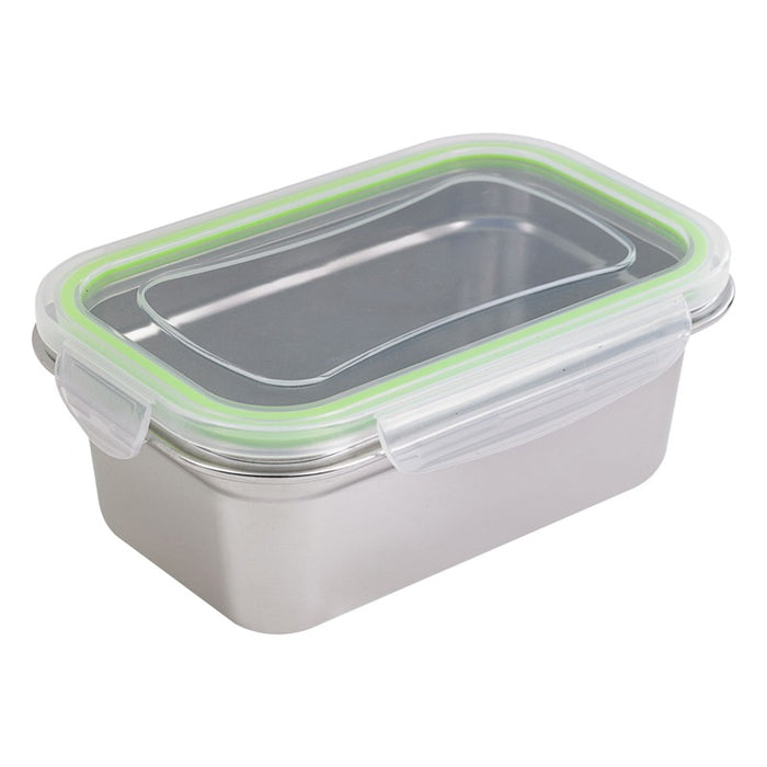 Noxbox Fiambrera rectangular de acero inoxidable con tapa transparente de pp 1 600ml 223x150mm A80mm - 6Uds