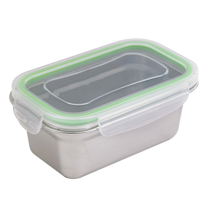 Noxbox Fiambrera rectangular de acero inoxidable con tapa transparente de pp 620ml 163x100mm A65mm - 6Uds