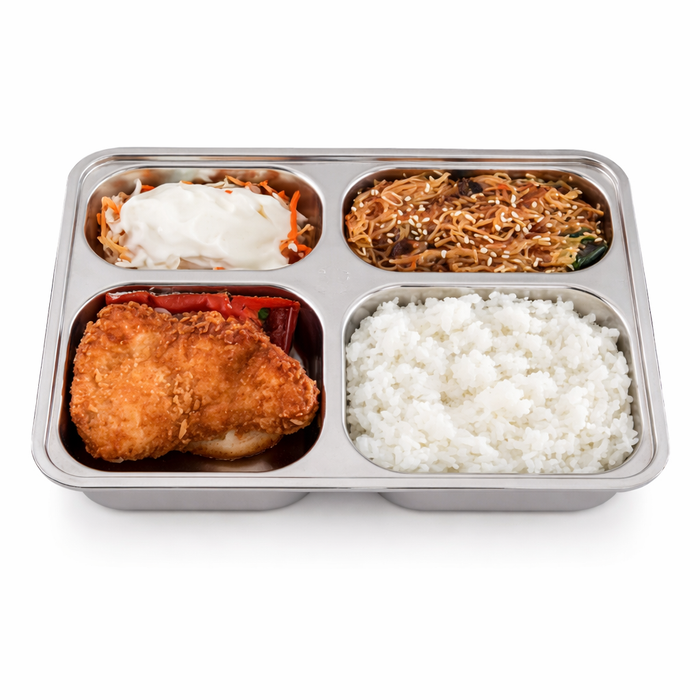 Noxtray Bandeja de acero inoxidable 4 compartimentos con tapa de pp 280x220mm A40mm - 10Uds