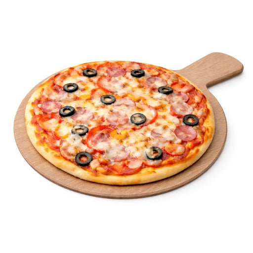 Bandeja de pizza en melamina con asa de madera 230mm - 6Uds