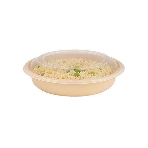 Cuenco reutilizable PP injectado beige con tapa transparente 470ml Ø159mm A52mm - 50Uds