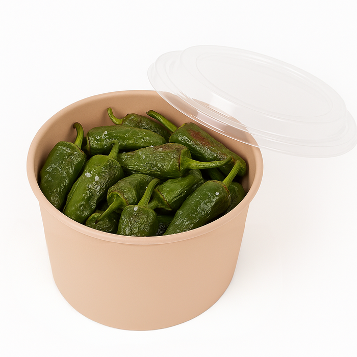 Cuenco reutilizable PP injectado beige con tapa transparente 470ml Ø159mm A52mm - 50Uds