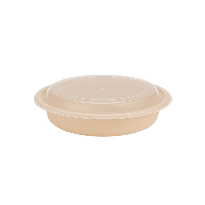Cuenco reutilizable PP injectado beige con tapa transparente 470ml Ø159mm A52mm - 50Uds