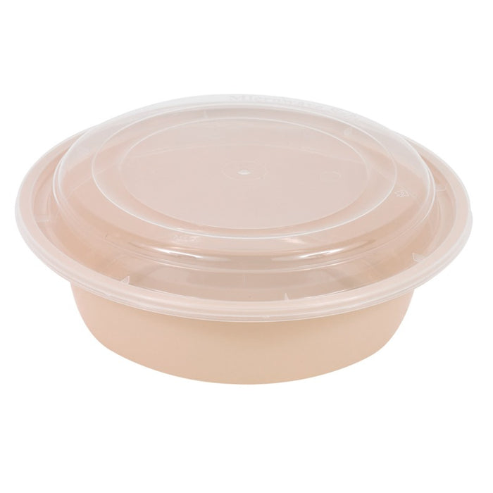 Cuenco reutilizable PP injectado beige con tapa transparente 980ml Ø182mm A67mm - 50Uds