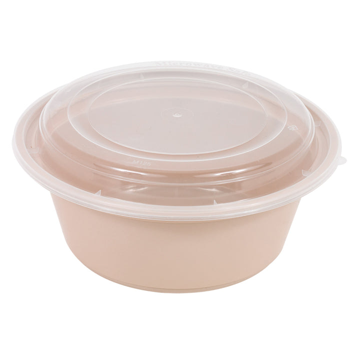 Cuenco reutilizable PP injectado beige con tapa transparente 1200ml Ø182mm A82mm - 50Uds