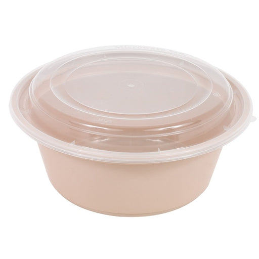 Cuenco reutilizable PP injectado beige con tapa transparente 1200ml Ø182mm A82mm - 50Uds