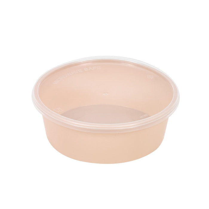 Cuenco reutilizable PP injectado beige con tapa transparente 300ml Ø120mm A41mm - 50Uds