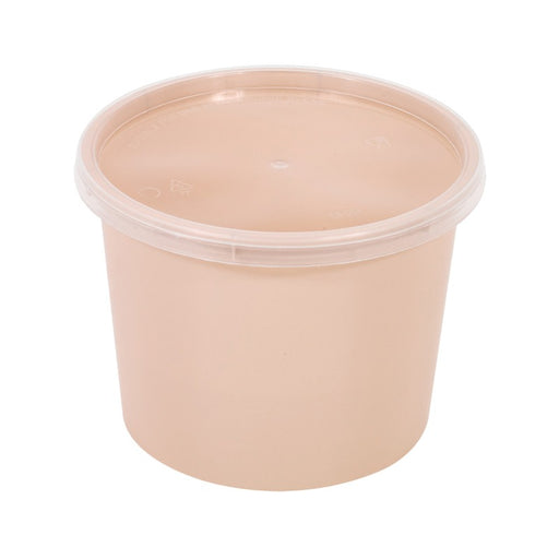 Cuenco reutilizable PP injectado beige con tapa transparente 700ml Ø120mm A90mm - 50Uds