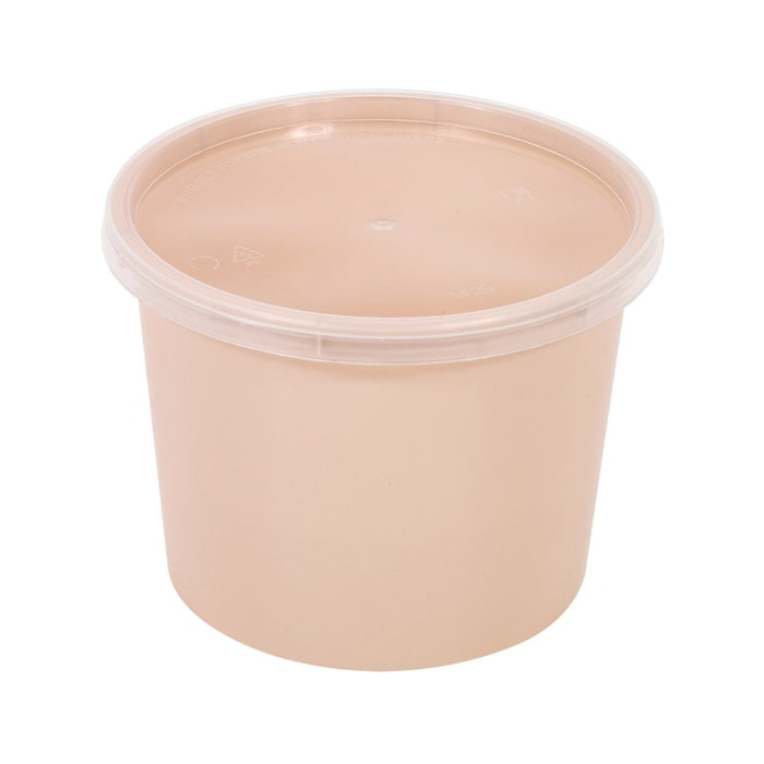 Cuenco reutilizable PP injectado beige con tapa transparente 700ml Ø120mm A90mm - 50Uds