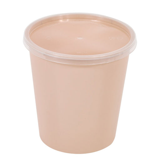 Cuenco reutilizable PP injectado beige con tapa transparente 1000ml Ø120mm A125mm - 50Uds