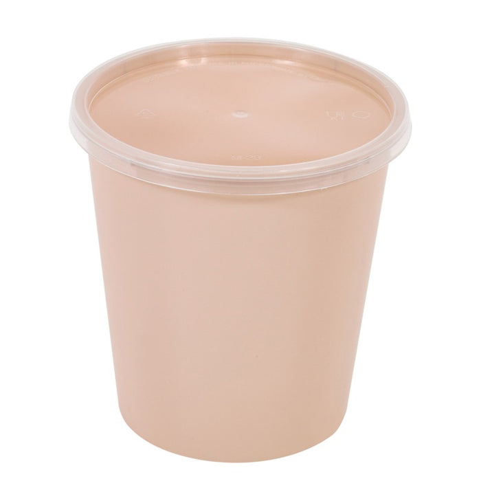 Cuenco reutilizable PP injectado beige con tapa transparente 1000ml Ø120mm A125mm - 50Uds