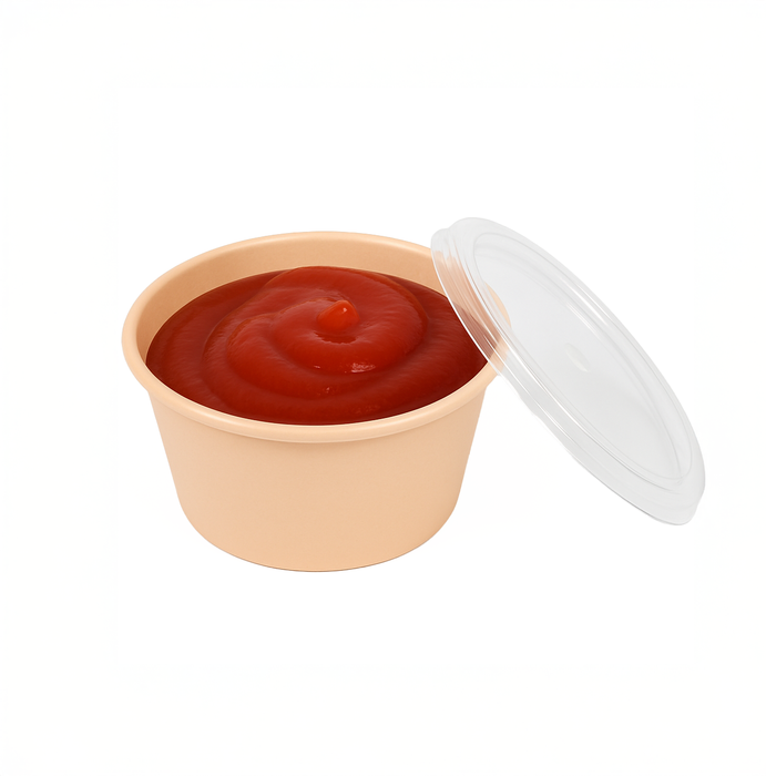 Cuenco reutilizable PP injectado beige con tapa transparente 60ml Ø64mm A30mm - 100Uds