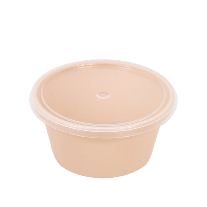 Cuenco reutilizable PP injectado beige con tapa transparente 120ml Ø77mm A40mm - 100Uds