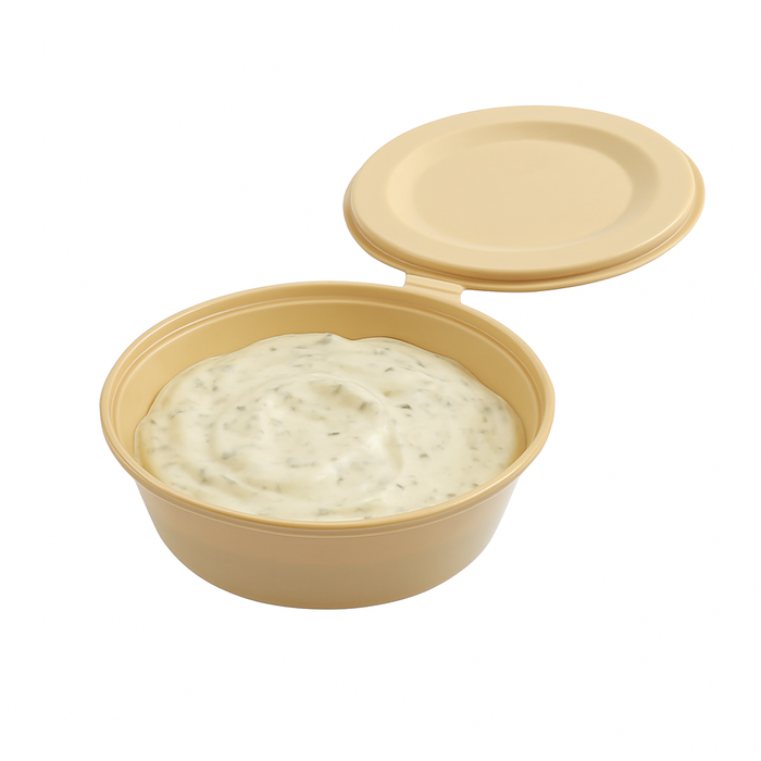 Cuenco reutilizable PP injectado beige con tapa transparente tapa 180ml Ø102mm A36mm - 100Uds