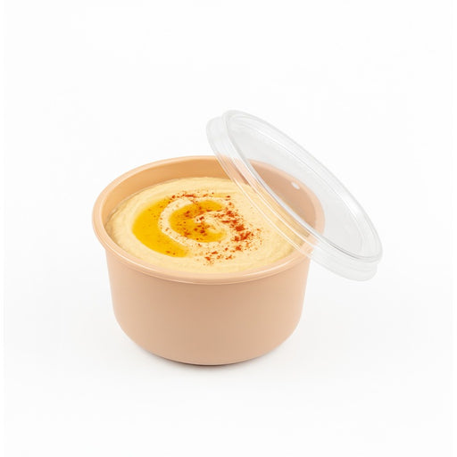 Cuenco reutilizable PP injectado beige con tapa transparente 225ml Ø98mm A49mm - 50Uds