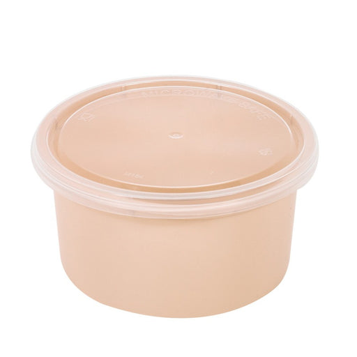 Cuenco reutilizable PP injectado beige con tapa transparente 225ml Ø98mm A49mm - 50Uds