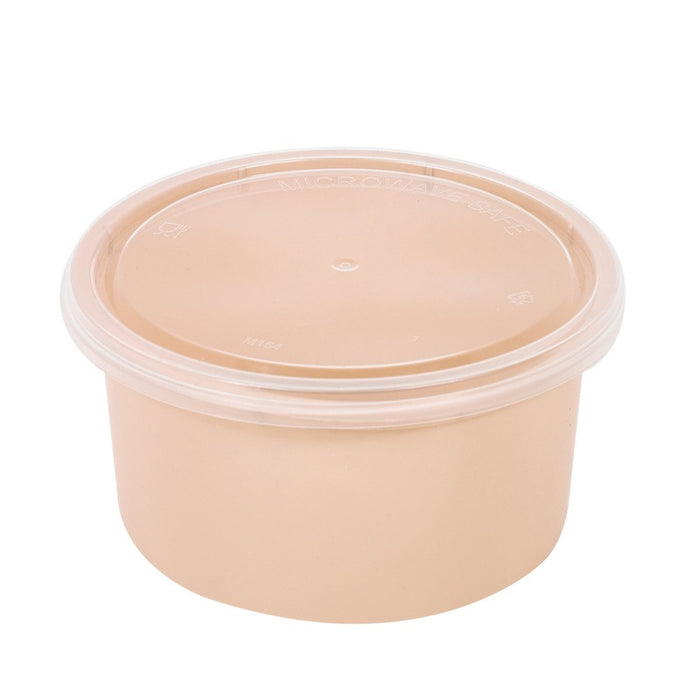 Cuenco reutilizable PP injectado beige con tapa transparente 225ml Ø98mm A49mm - 50Uds