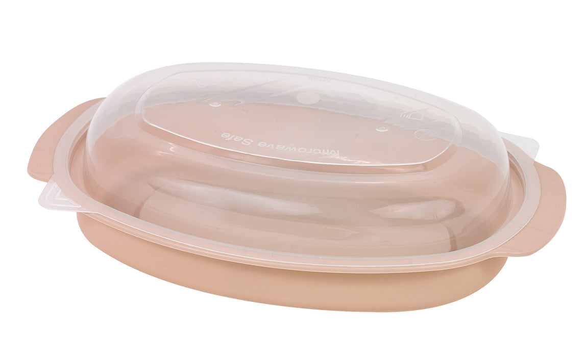 Bol beige oval PP con tapa transparente 600ml 226x154mm A54mm - 50Uds