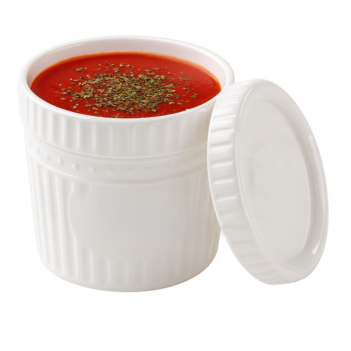 Bol de vidrio opal COOK SHOW+ tapa PP 500ml A96mm - 24Uds