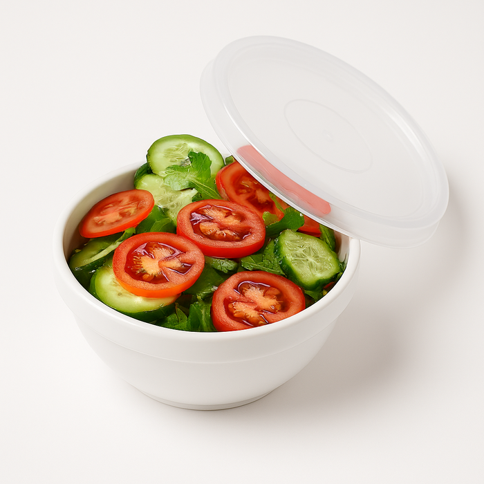 Combo bol Cook Show de vidrio opal + tapa PP 250ml - 36Uds