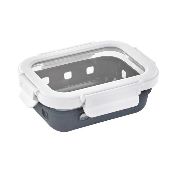 Fiambrera COOK SHOW de vidrio borosilicato con tapa transparente y funda de silicona 370ml 145x105mm A47mm - 24Uds
