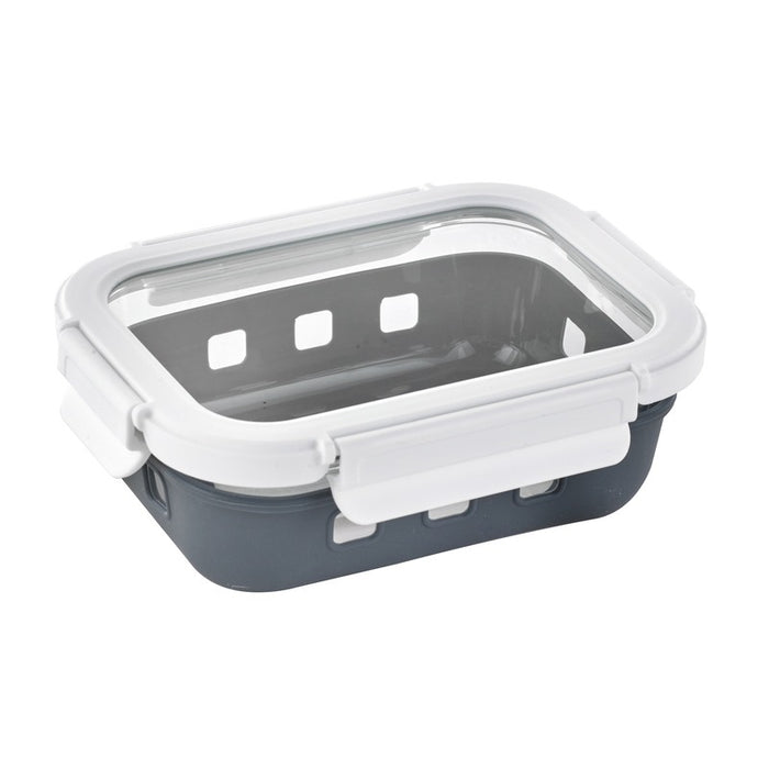 Fiambrera COOK SHOW de vidrio borosilicato con tapa transparente y funda de silicona 660ml 170x125mm A53mm - 24Uds