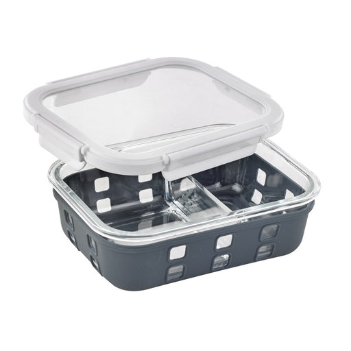 Fiambrera COOK SHOW de vidrio borosilicato con tapa hermética de acrilico y funda de silicona 980ml 198x148mm A60mm - 12Uds