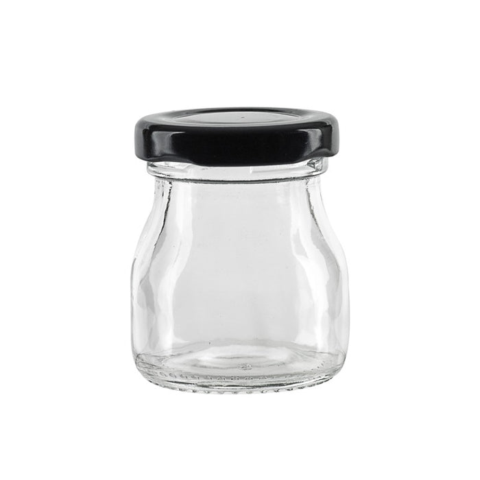 Combo tarro de Cristal BOKOJAR para pudding con tapa de hierro negra 50ml A58mm - 240Uds