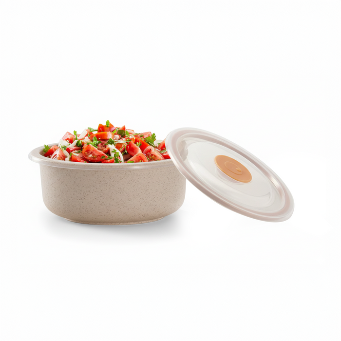 Cuenco Reutilizable Huskly Beige con Tapa de PP 900ml Ø150mm A75mm - 20Uds