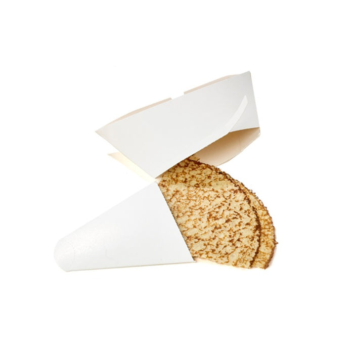 Caja triangular de cartón blanco para crepes 215x185mm - 50Uds