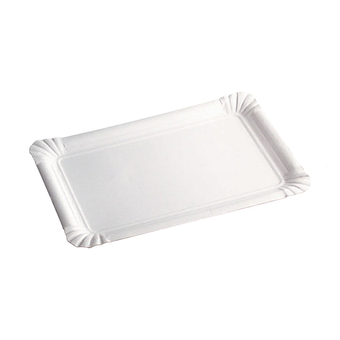 Plato rectangular de cartón blanco 100x160mm - 12Uds