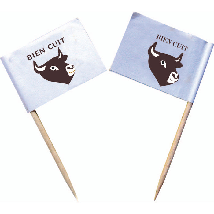 Pincho de carne con bandera Bien Hecho 65mm - 500Uds