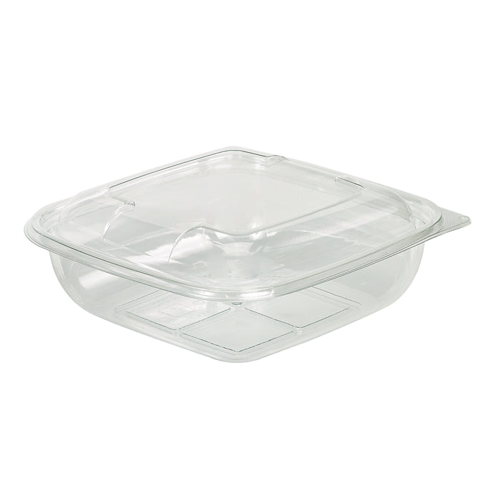 Combo Ensaladera PET cuadrada transparente con Tapa 1000ml 190x190mm A55mm - 150Uds
