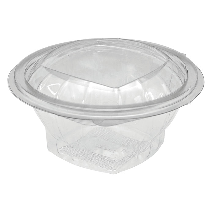 Ensaladera con tapa bisagra redonda trasnsparete PET 250ml Ø100mm A48mm - 50Uds