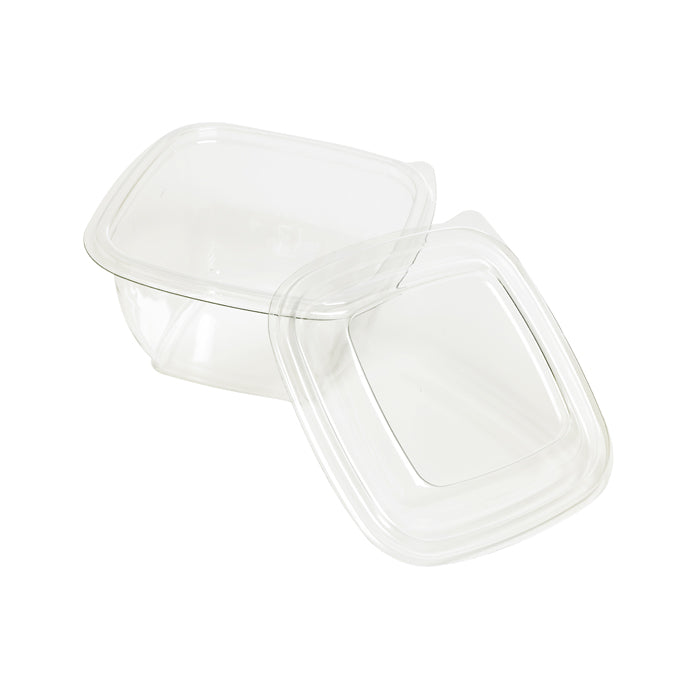 Combo Ensaladera PET cuadrada con Tapa 480ml 130x130mm A60mm - 25Uds
