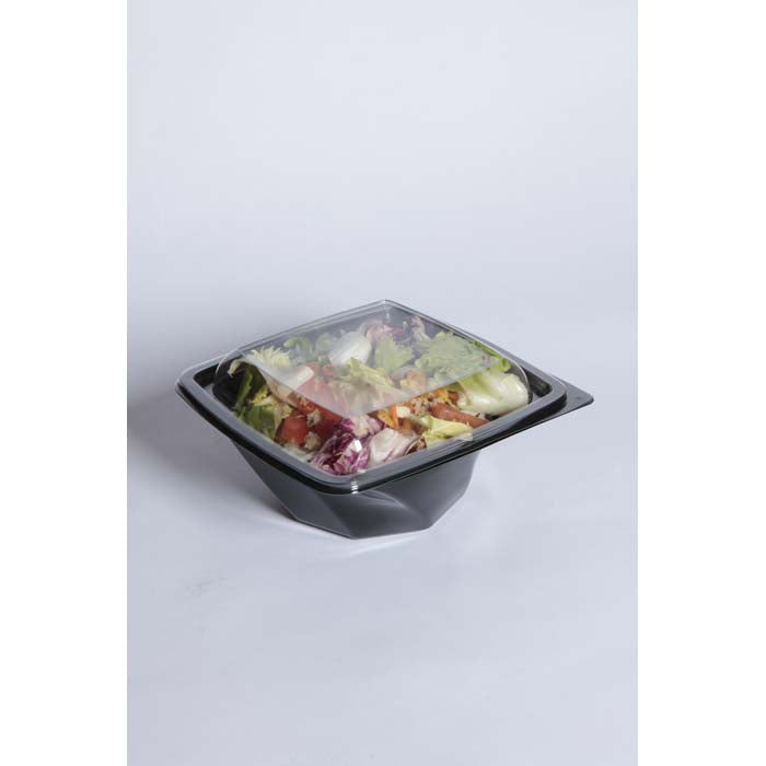 Ensaladera PET cuadrada negra (sin Tapa) 1000ml 200x200mm A80mm - 100Uds