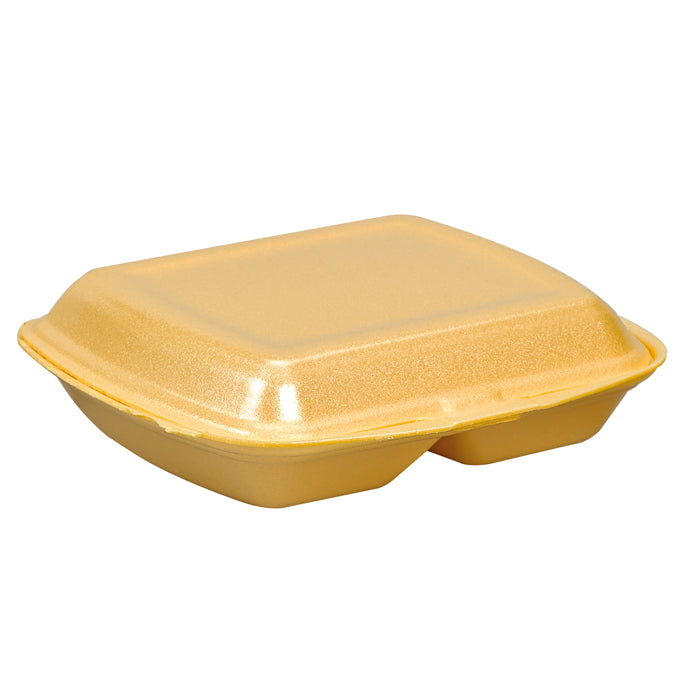Caja comida 2 compartimentos amarilla 208x245mm A68mm - 125Uds