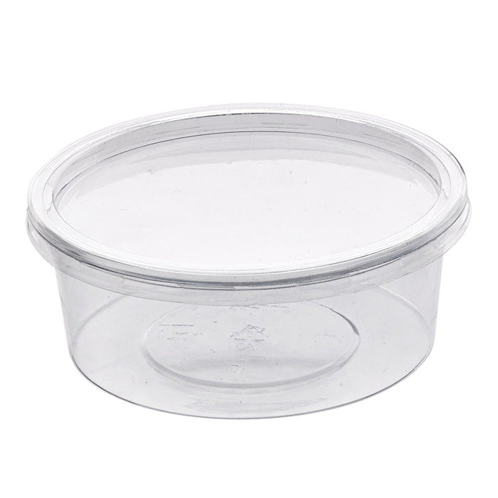 Tarrina Deli PET redonda transparente con tapa plana 200ml Ø100mm A38mm - 50Uds