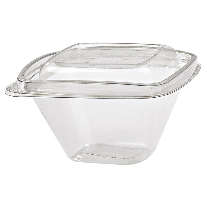 Envase Deli PET cuadrado transparente con tapa 375ml 128x128mm A70mm - 50Uds