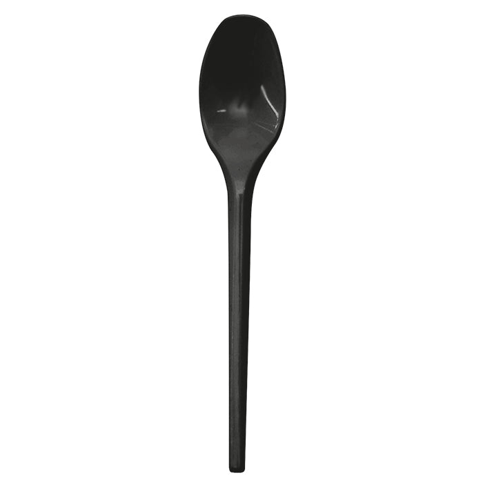 Cuchara de postre en plástico negro 125mm - 100Uds