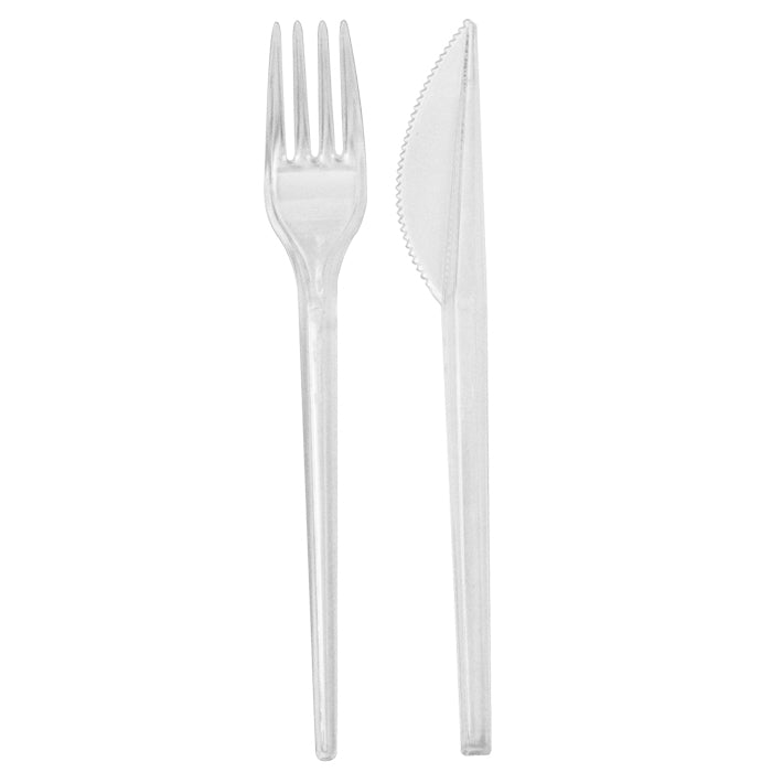 Kit 2/1 cubiertos transparentes A220mm - 50Uds