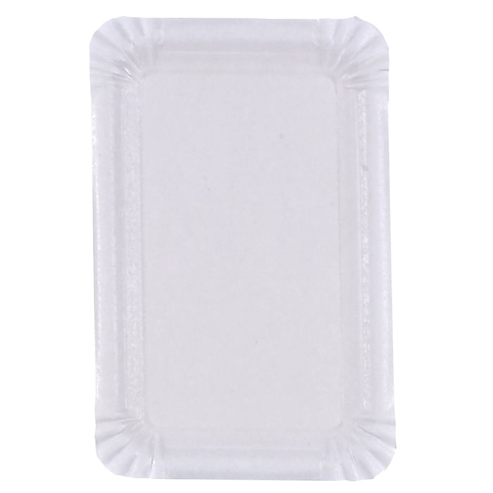Plato rectangular de cartón blanco 130x200mm - 100Uds