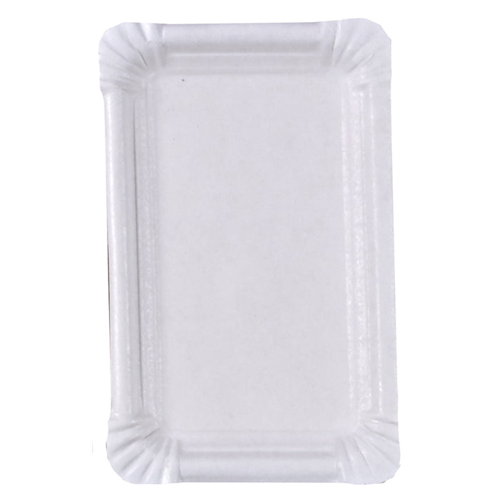 Plato rectangular de cartón reciclado blanco 175x110mm - 250Uds