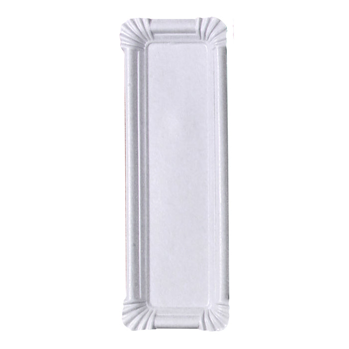 Plato rectangular de cartón reciclado blanco 230x80mm - 250Uds